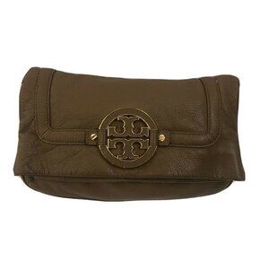 Tory Burch Handbag Clutch Leather Tote Camel Purse